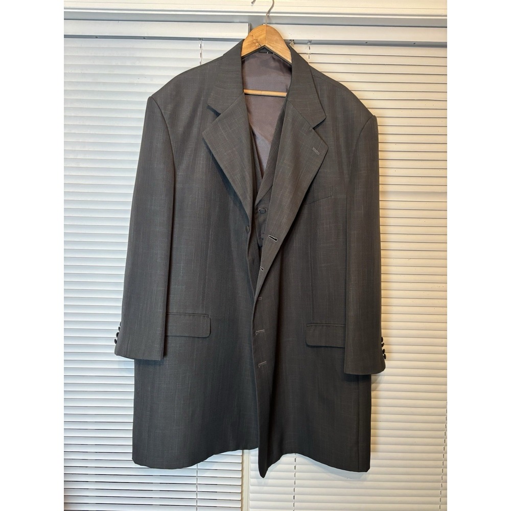 Falcone Blazer Mens 54L Sports Coat Jacket Blazer With Vest Gray 5 Button